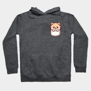 Kawaii Pomeranian Puppy in Pocket Cute Peeking Dog Lover Hoodie